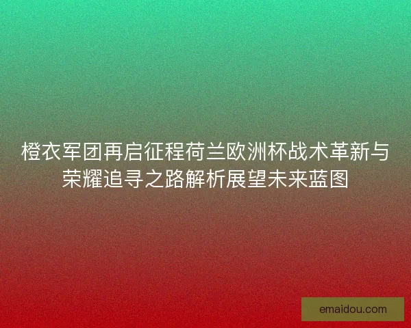 橙衣军团再启征程荷兰欧洲杯战术革新与荣耀追寻之路解析展望未来蓝图